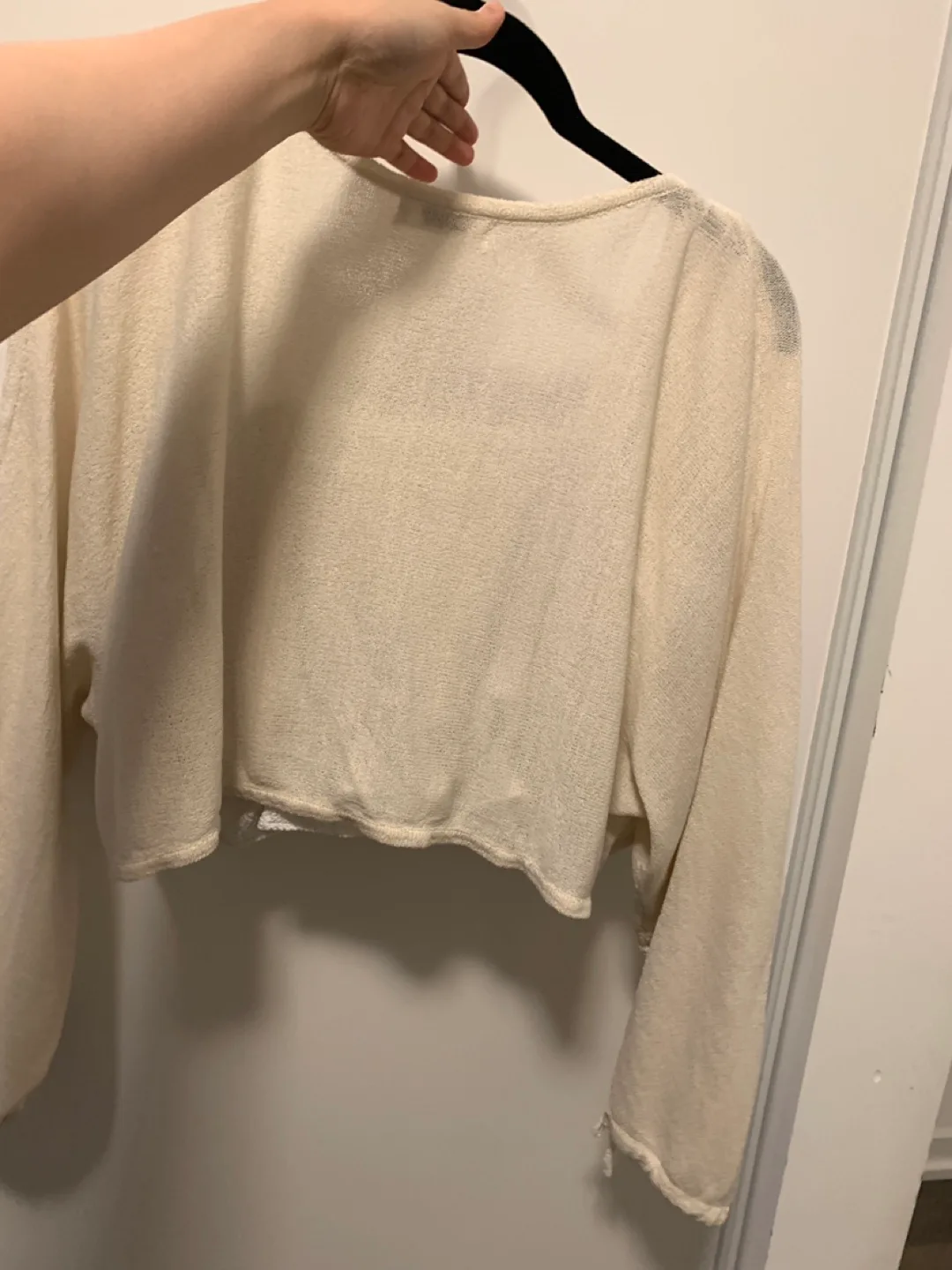 Ribberry Cream Cropped Cardigan - Size Small image indicator(2)