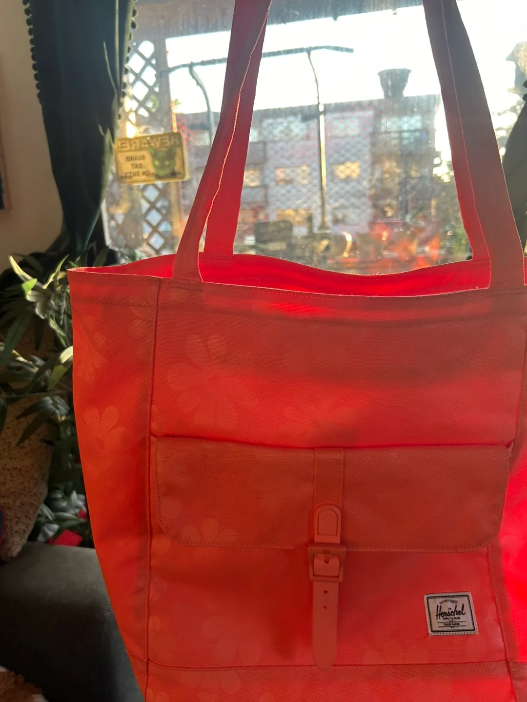 Herschel Coral Orange Tote Bag image indicator(2)