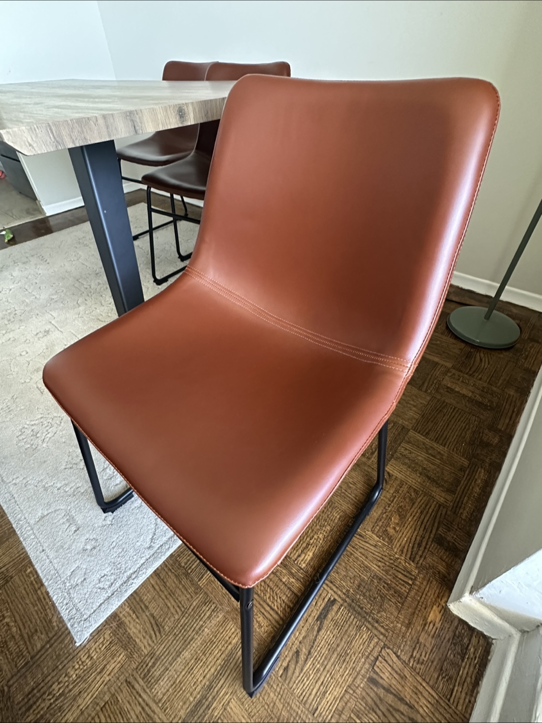 Dining Set with 4 Brown Leather Chairs - photo 3