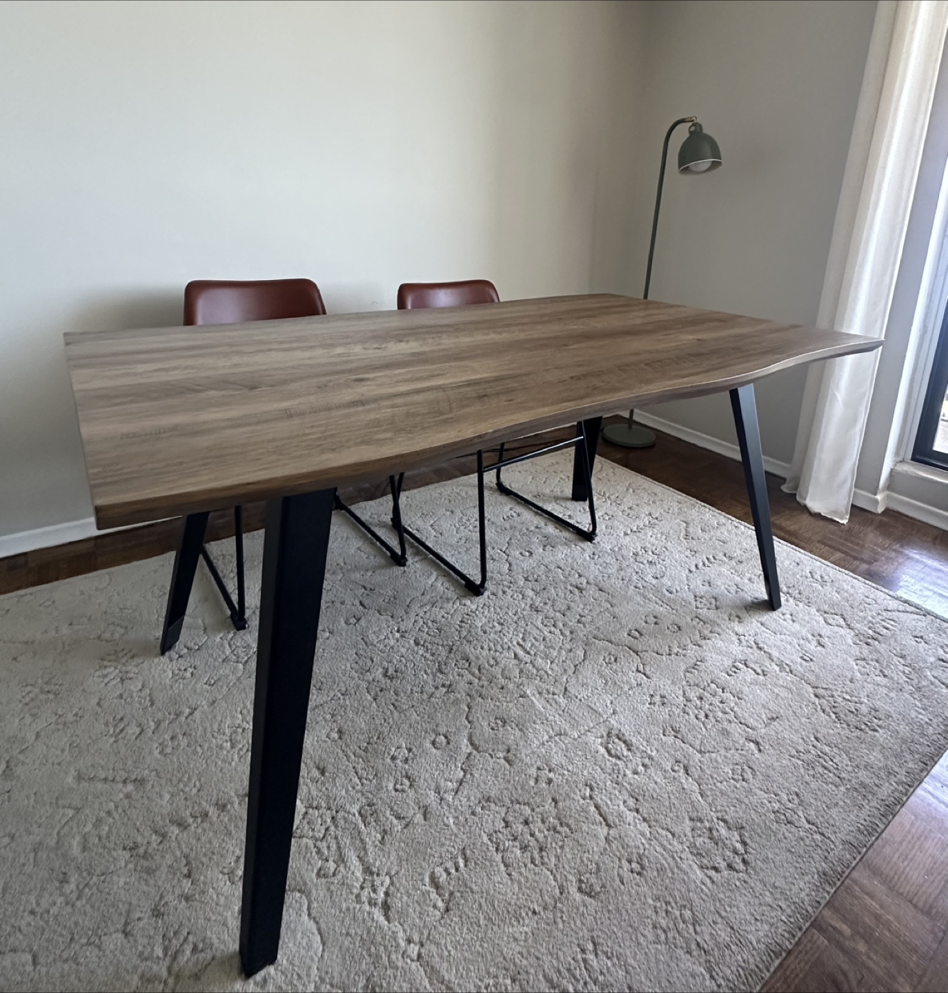 Dining Set with 4 Brown Leather Chairs - photo 2