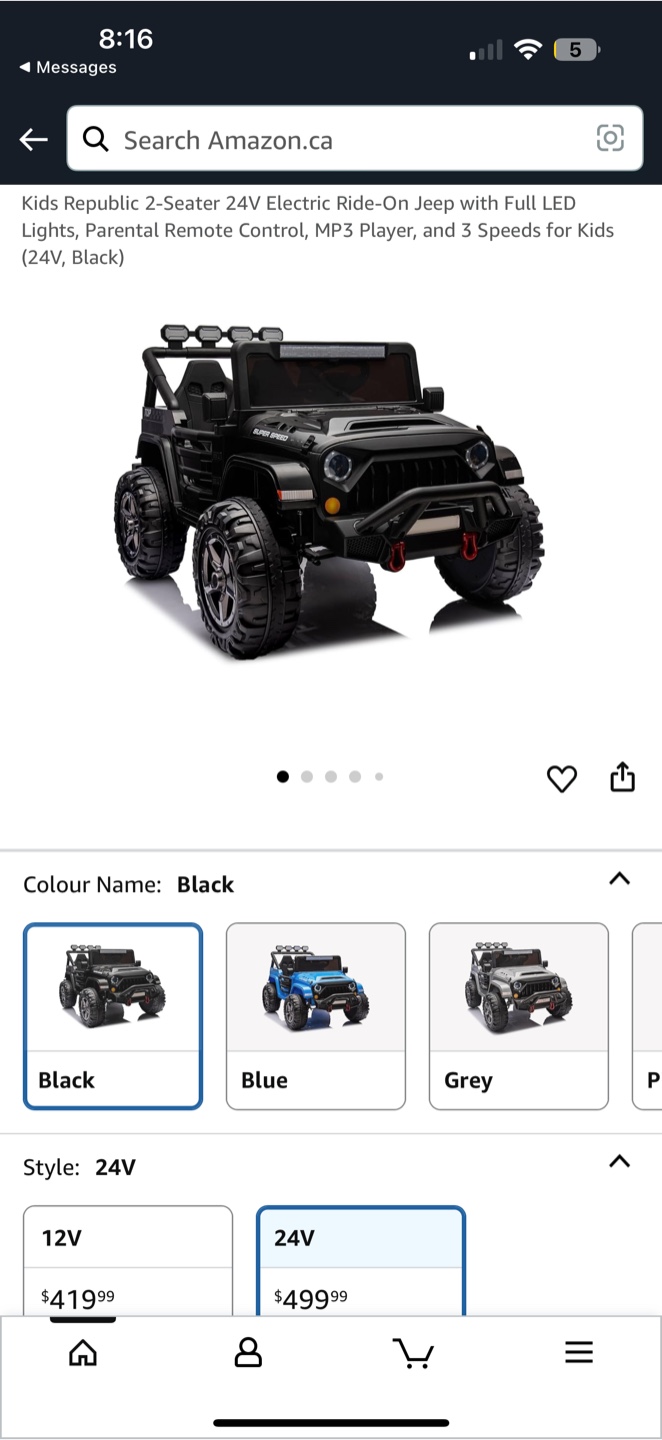 Kids Republic 2-Seater 24V Ride-On Jeep - Black