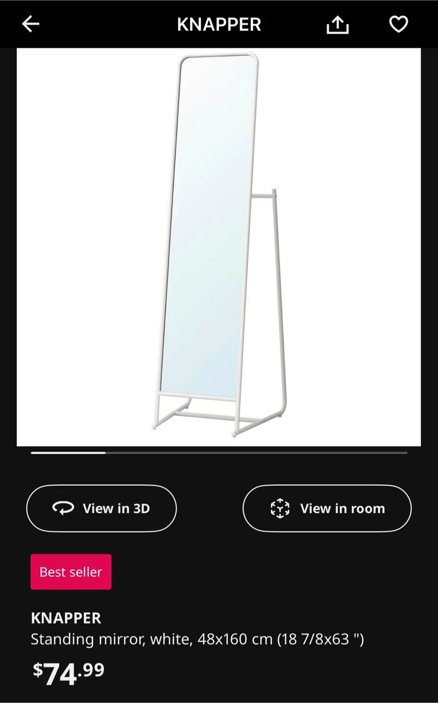 IKEA Knapper Standing Mirror - White image indicator(3)