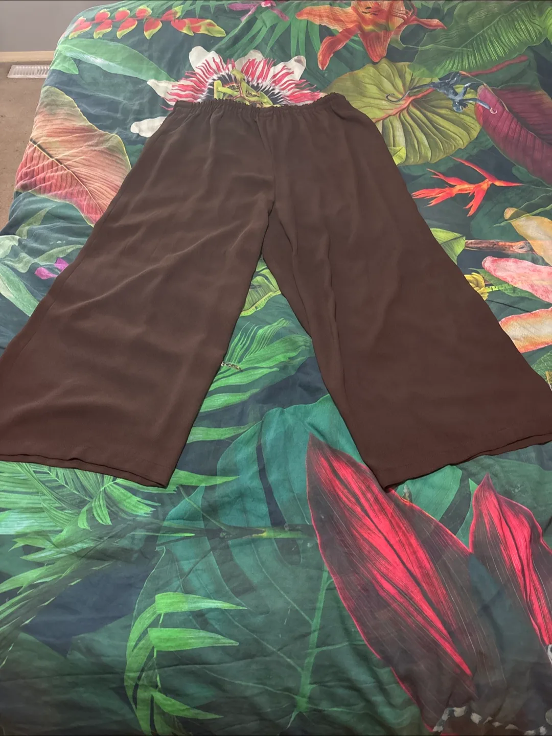 Deep chocolate brown, wide legs pant thumbnail