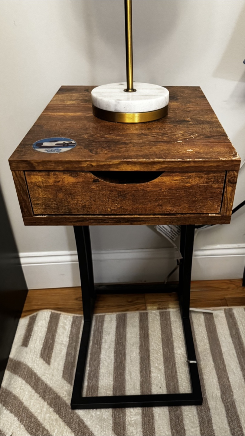 Brown Wood End Table with Drawer - photo 2