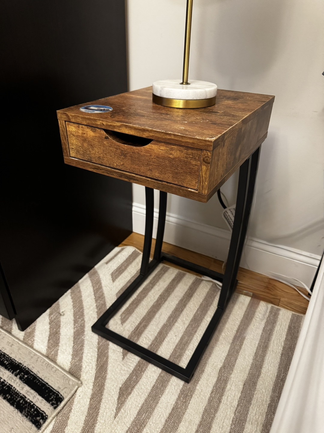 Brown Wood End Table with Drawer