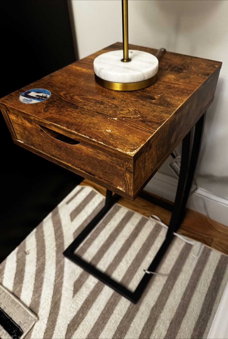 Brown Wood End Table with Drawer - photo 3