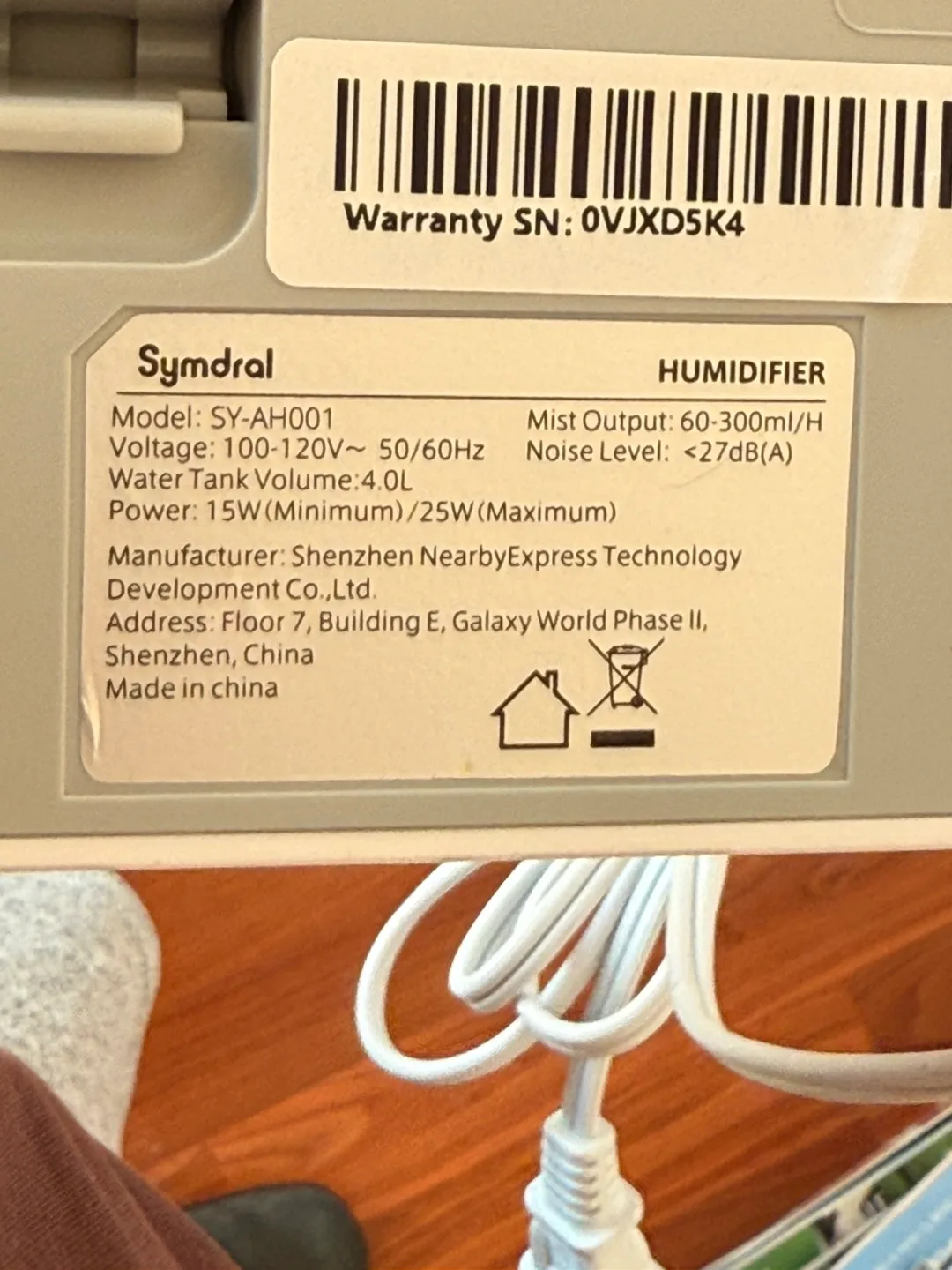 Symdral SY-AH001 Humidifier image indicator(3)