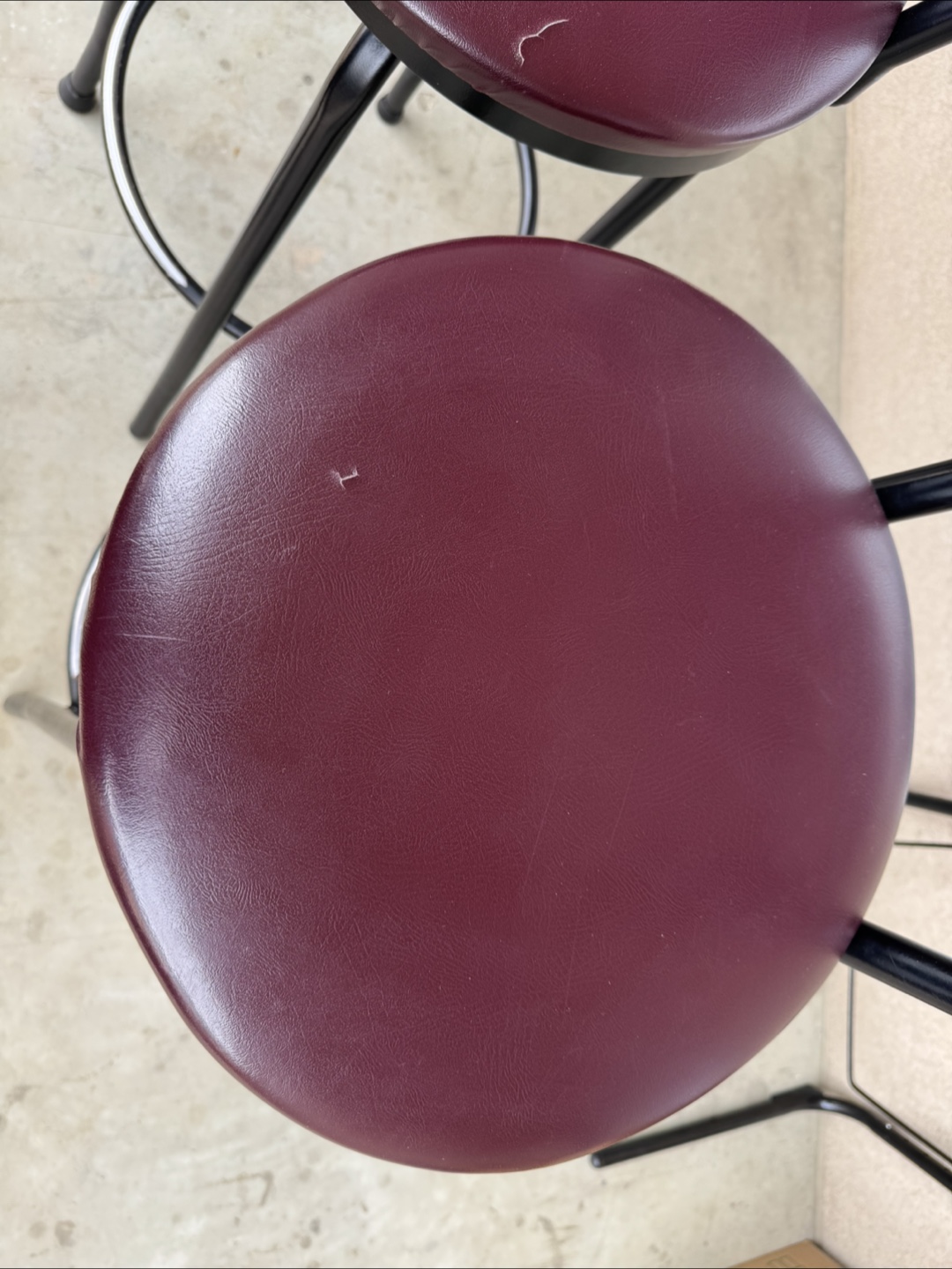Set of 3 Bar Stools - Black & Burgundy - photo 3