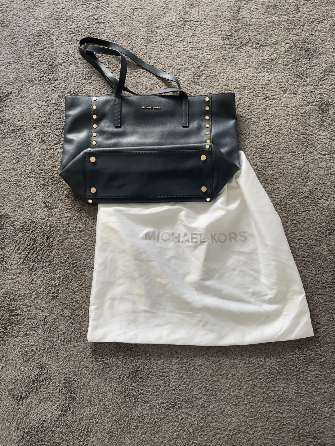 Michael Kors Navy Leather Tote Bag thumbnail