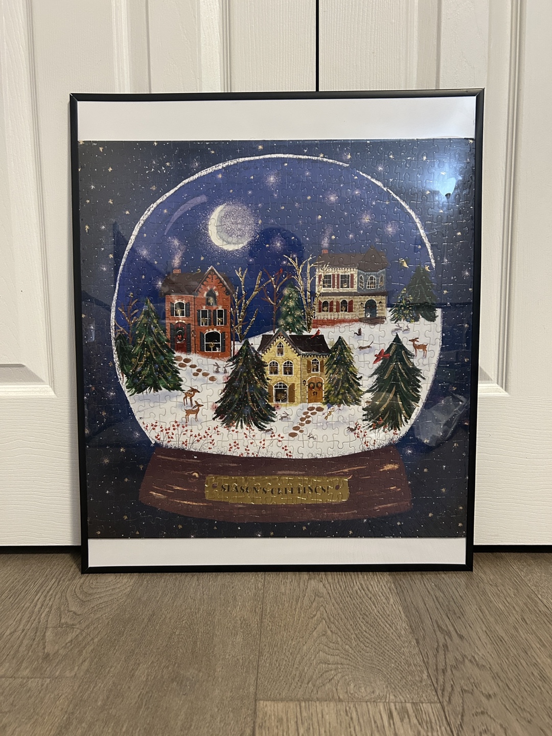 Framed Galison Snow Globe Puzzle - Season's Greetings