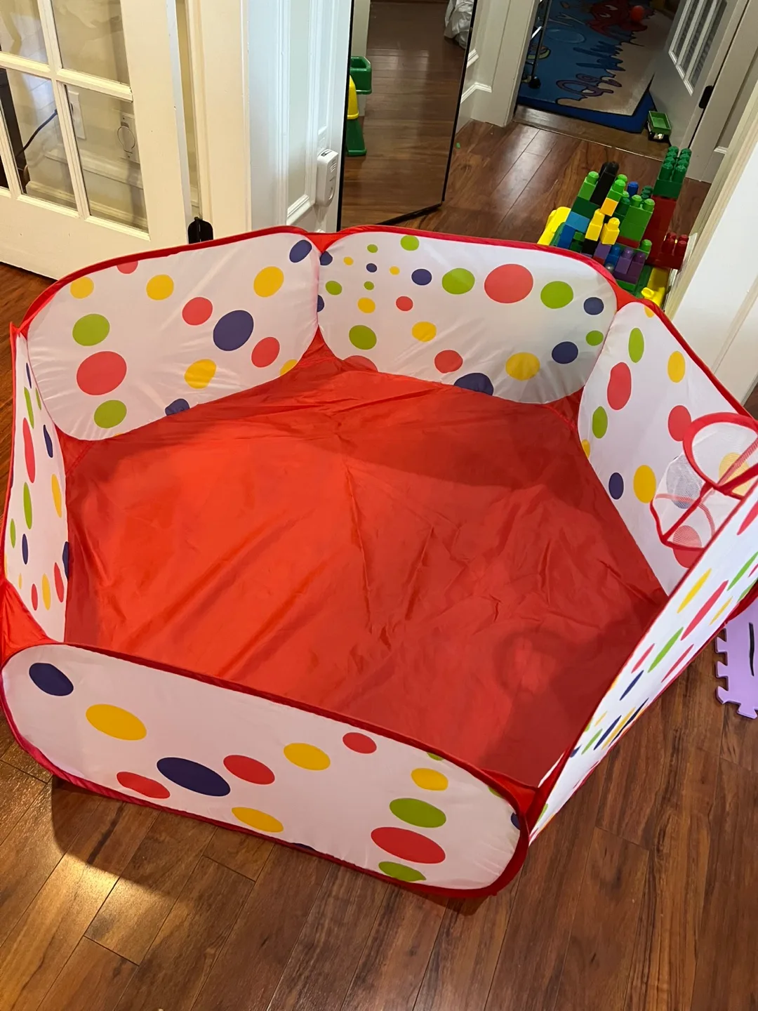 Polka Dot Playpen with Basketball Hoop thumbnail