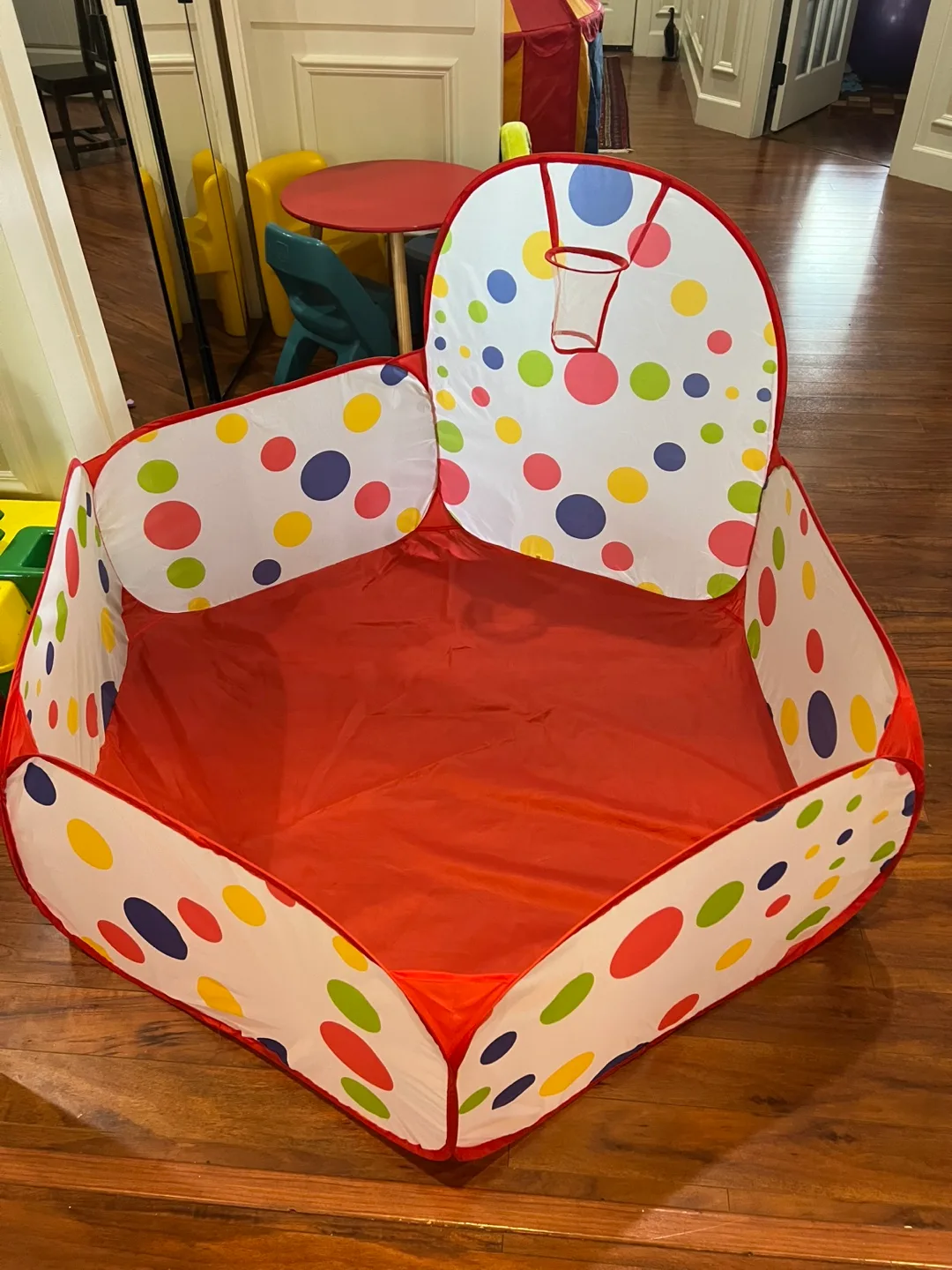 Polka Dot Playpen with Basketball Hoop image indicator(2)