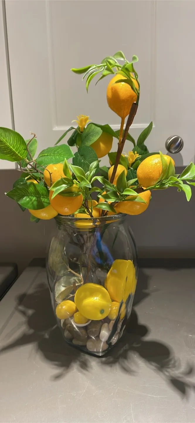 Lemon artificial flowers in Glass Vase thumbnail