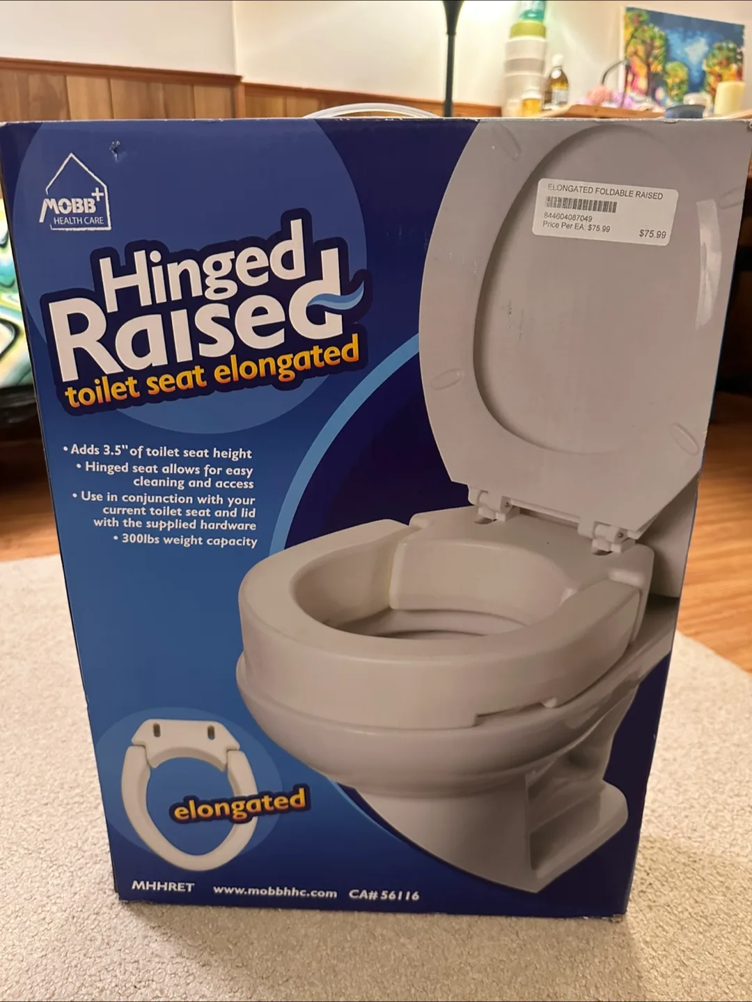MOBB Hinged Raised Toilet Seat Elongated thumbnail