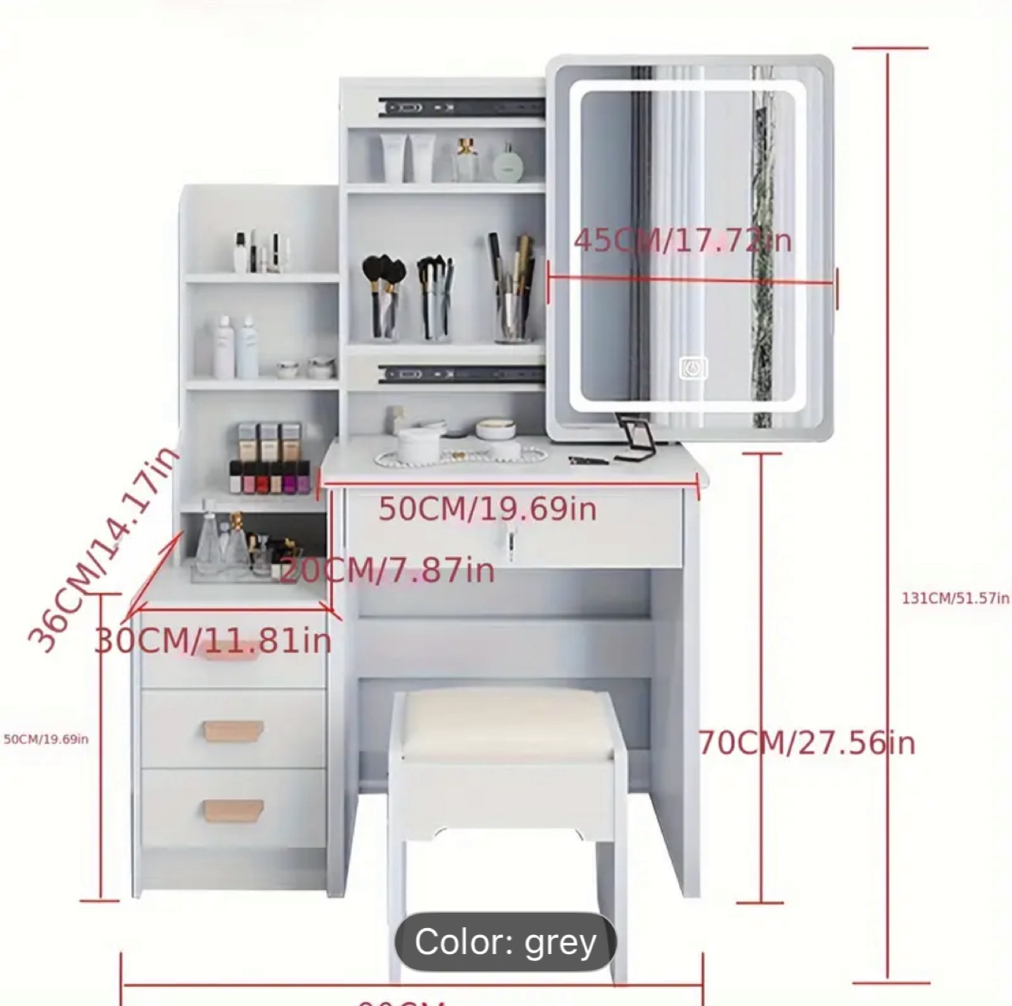 Vanity Makeup Table with Lighted Mirror - photo 2