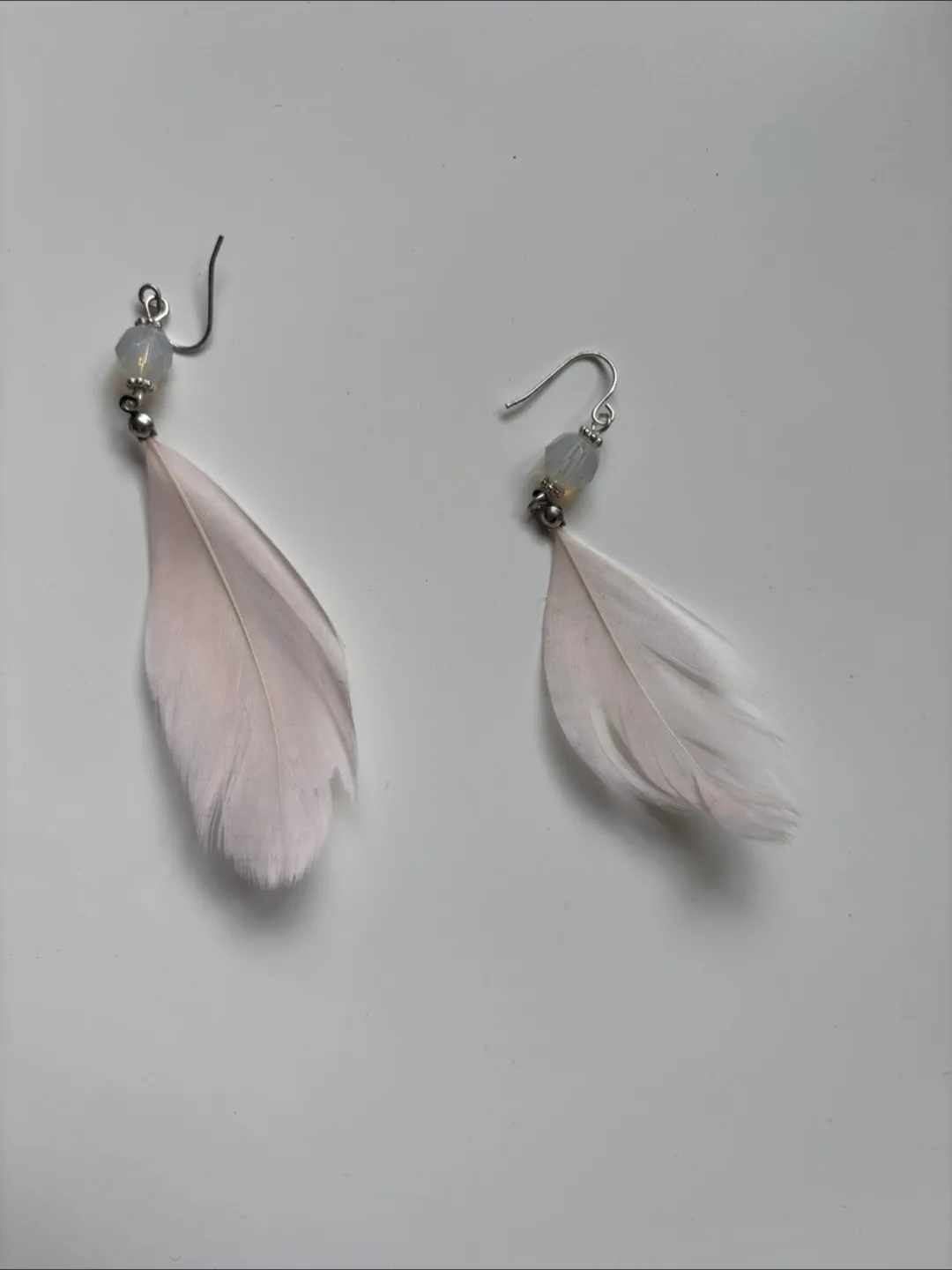 Feather Earrings - Handmade light pink thumbnail
