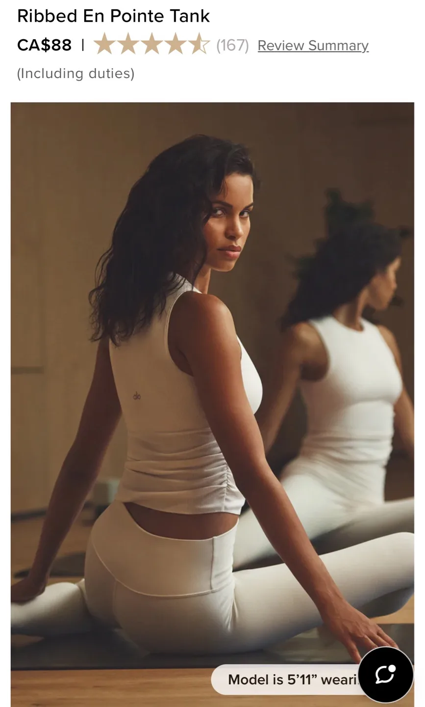 ALO Ribbed En Pointe Tank - Black & White image indicator(3)