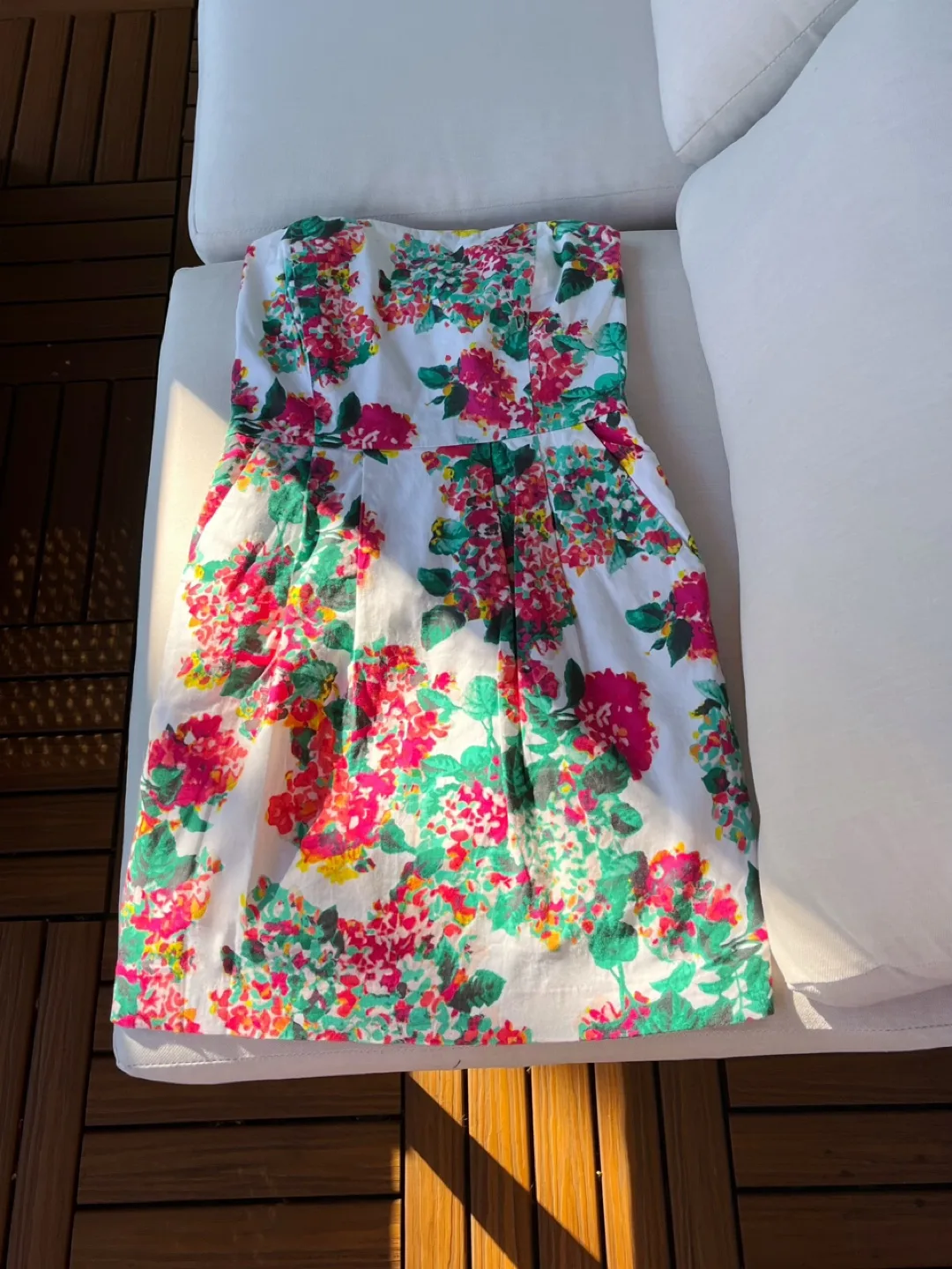 Zara Floral Strapless Dress - Size S thumbnail