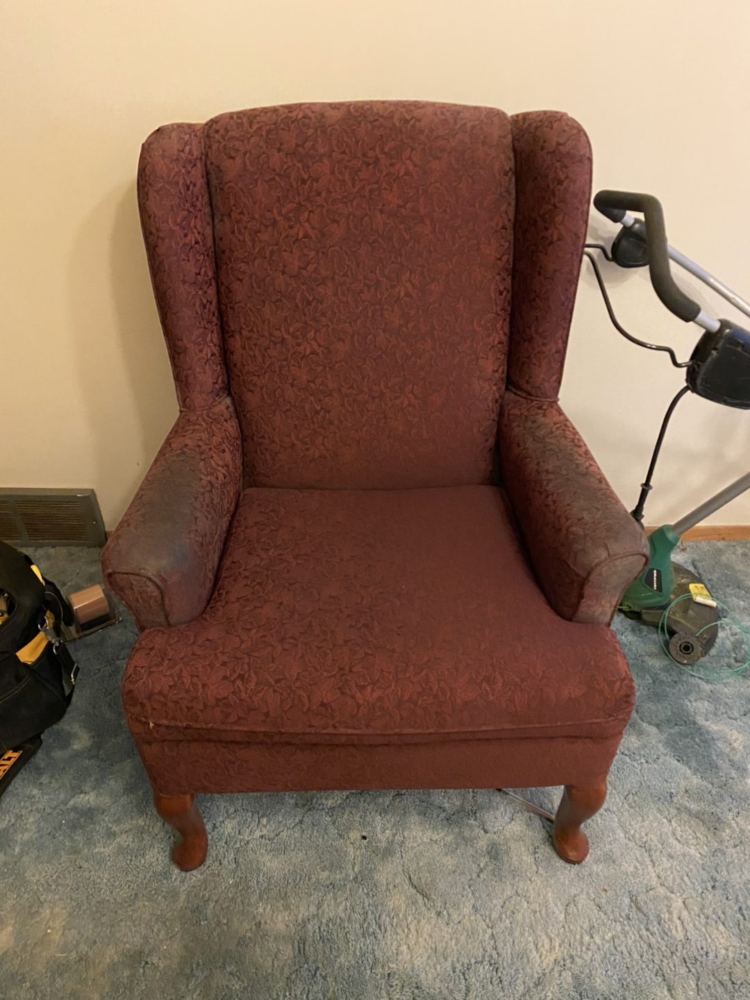 Burgundy Wingback Armchair