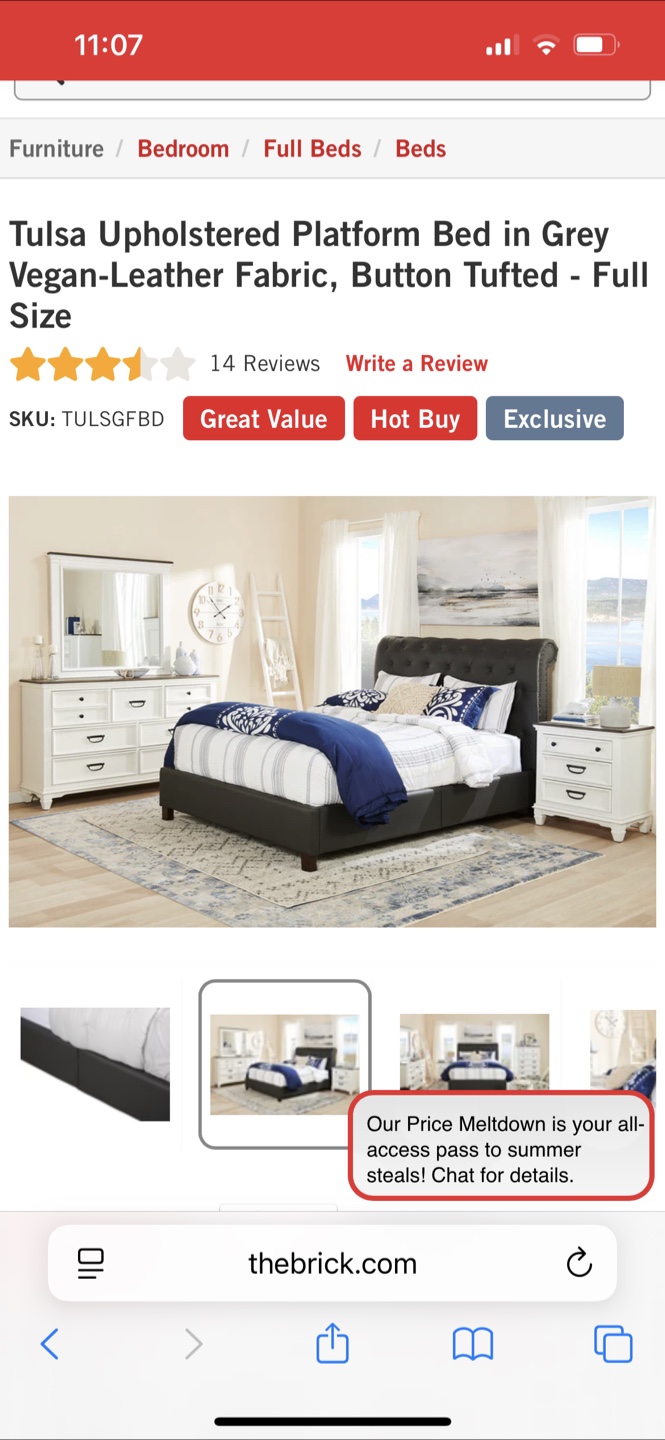 Tulsa Upholstered Platform Bed - Full Size