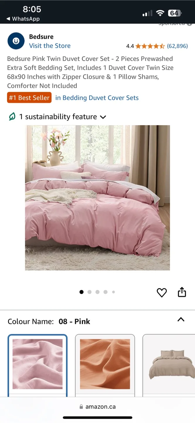 New sealed Pink Twin Duvet Cover Set thumbnail