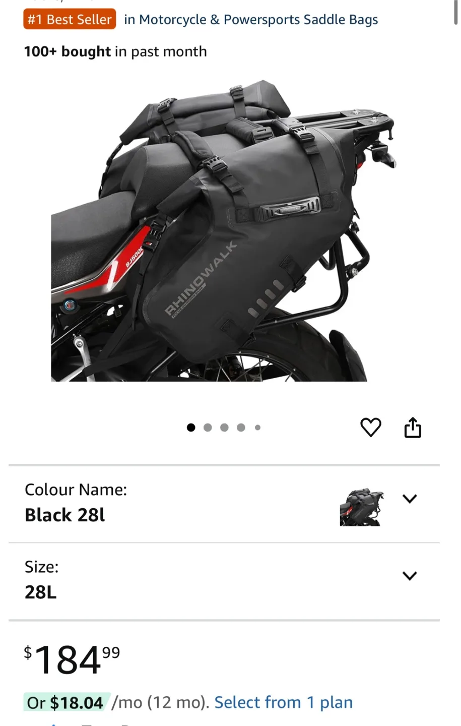 RhinoWalk Motorcycle Saddle Bag - 28L thumbnail