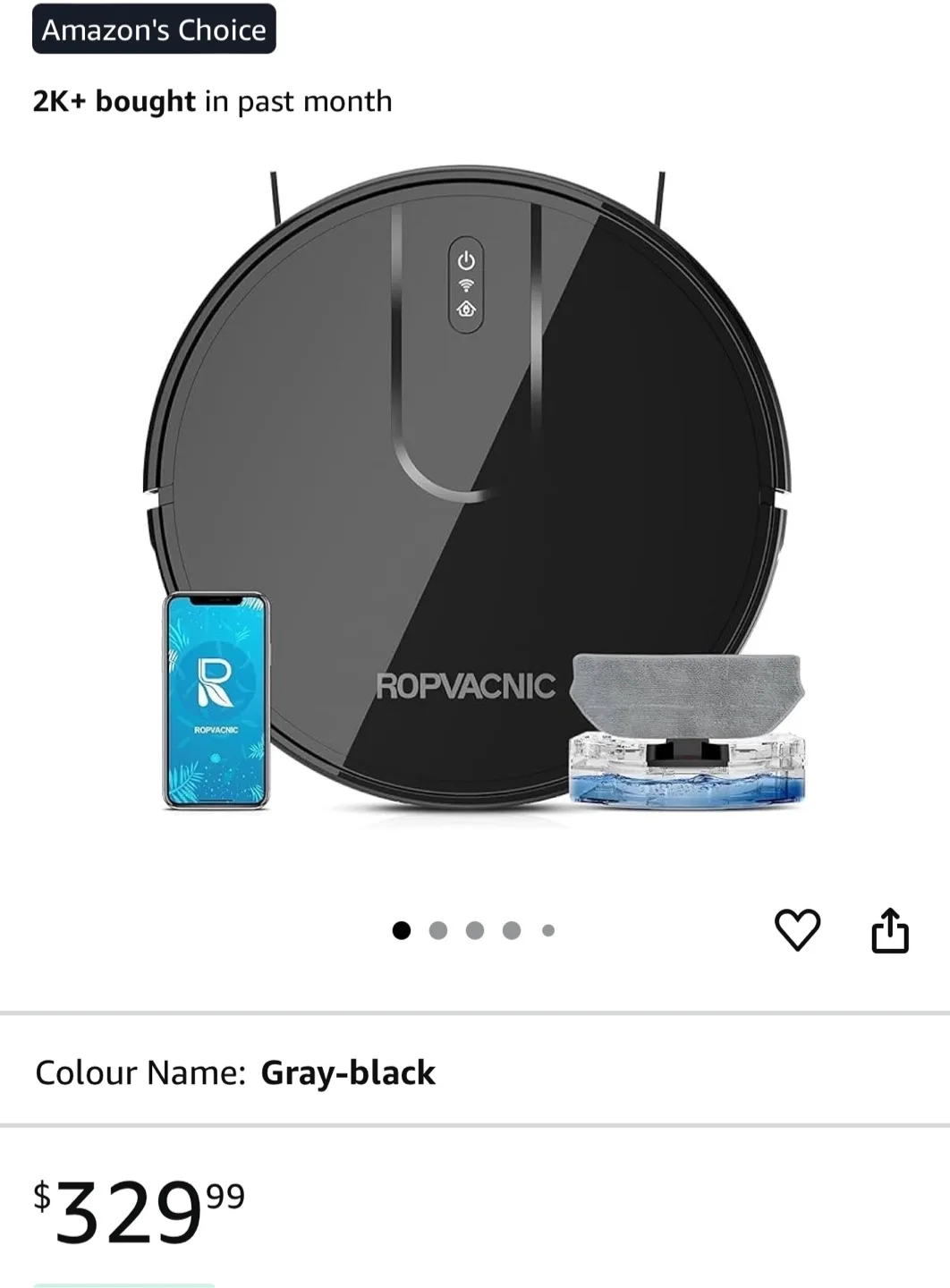 ROPVACNIC Robot Vacuum S1 - Gray-black thumbnail