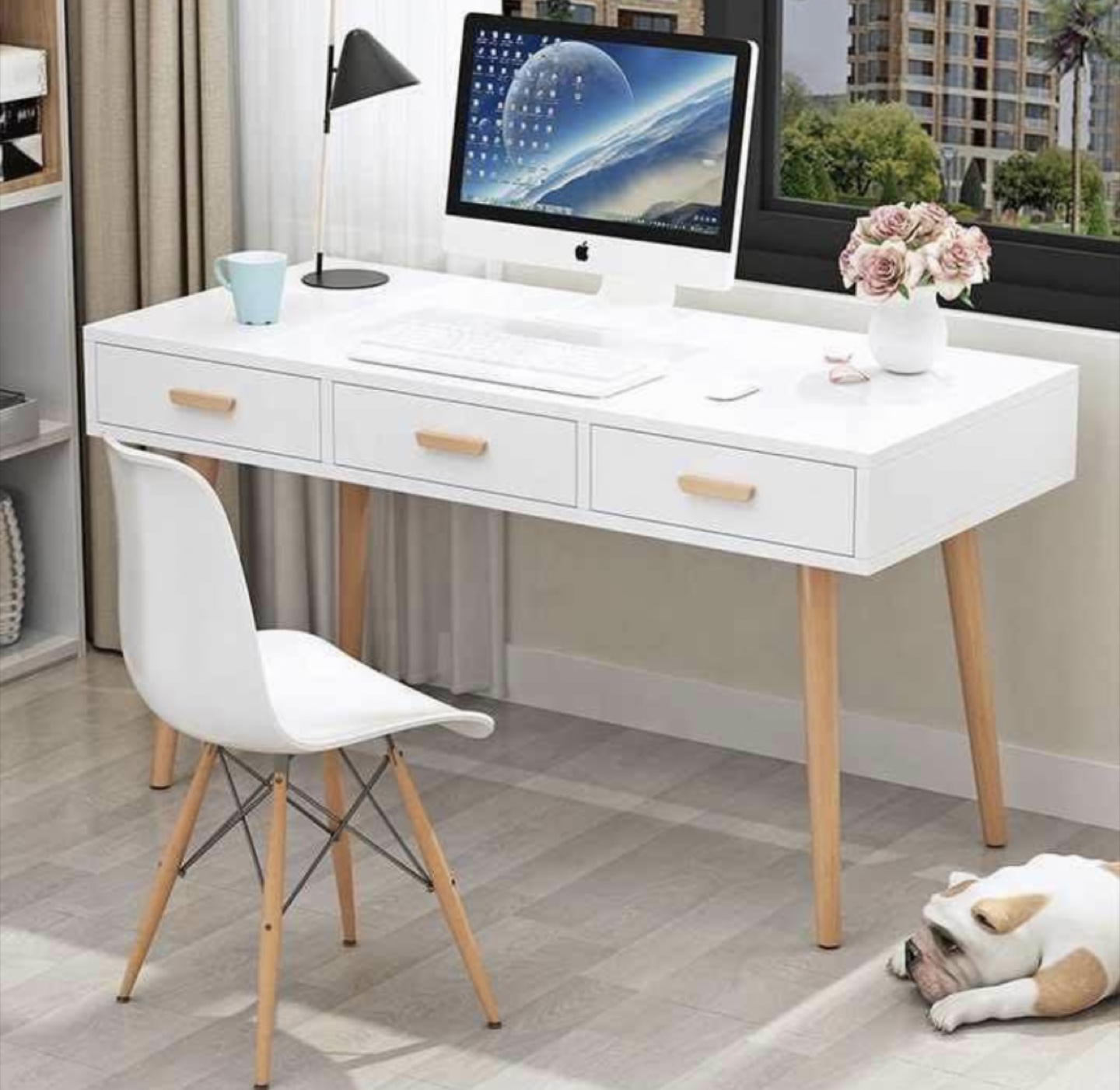 White Desk with Drawers - photo 3