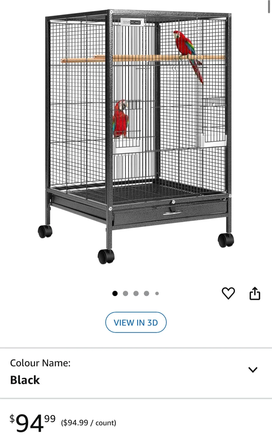 30 Inch Height Wrought Iron Bird Cage Parrots thumbnail