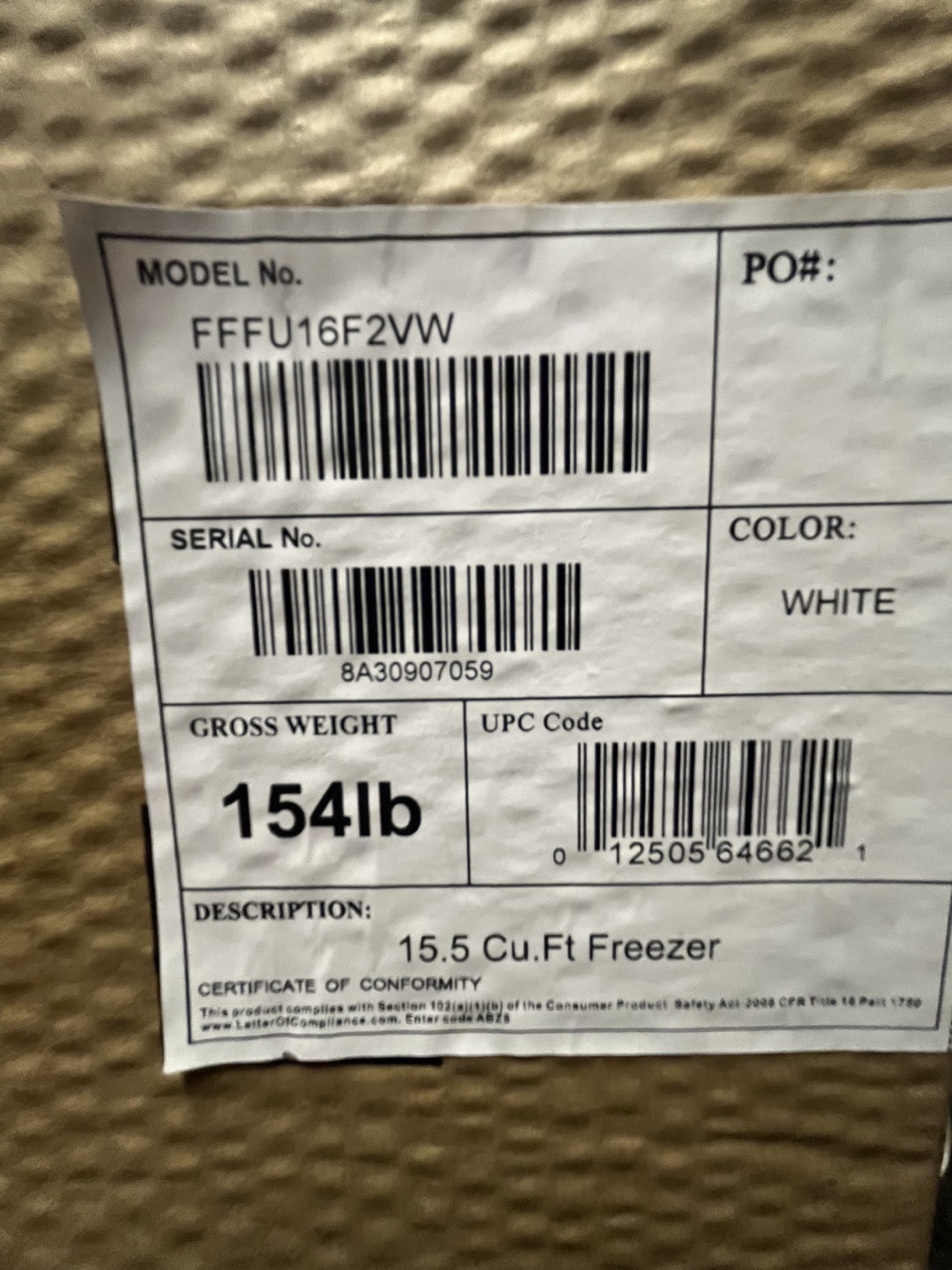 Frigidaire 15.5 Cu.Ft White Freezer FFFU16F2VW - photo 2