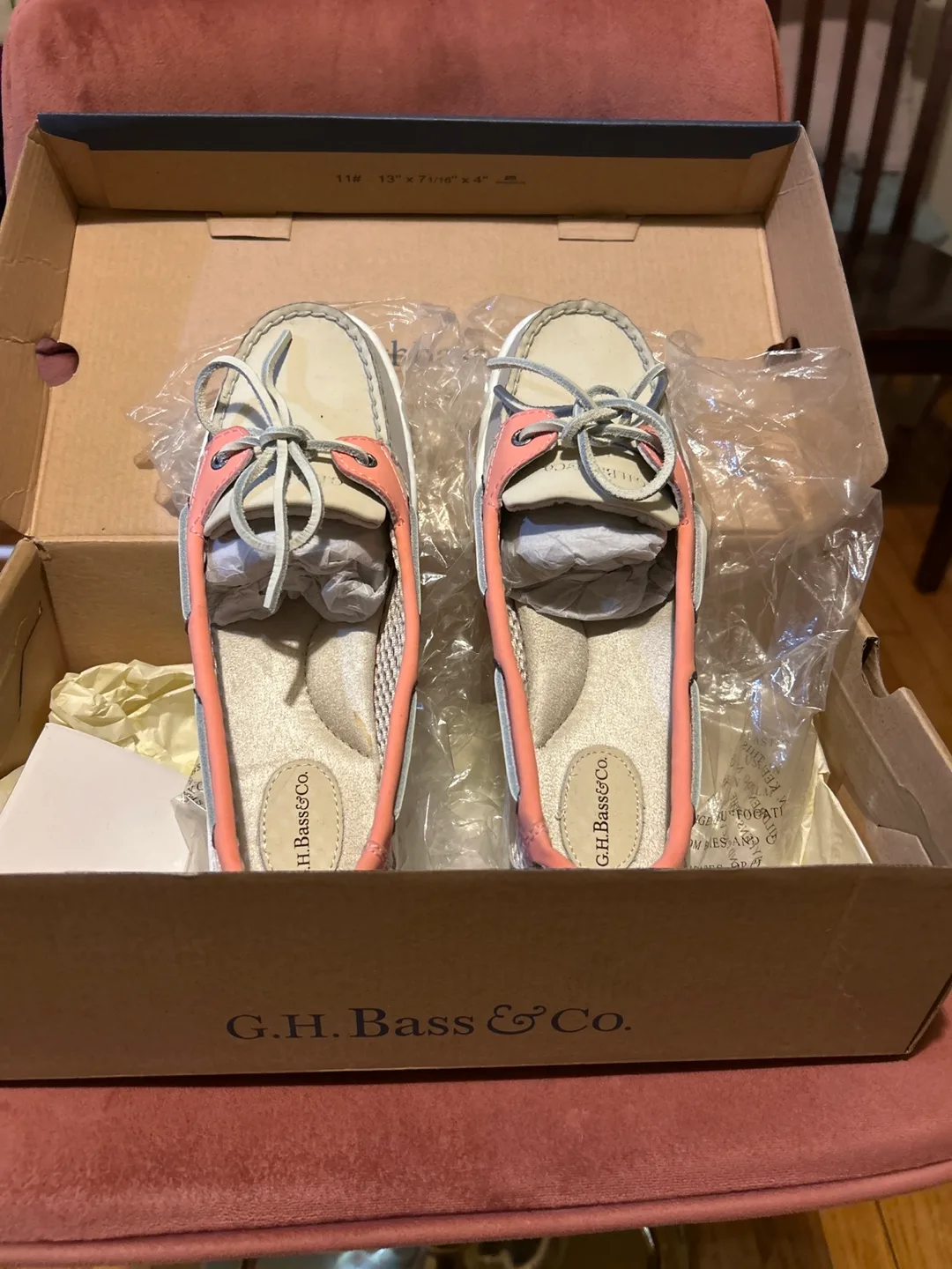 New G.H. Bass Liberty Coral Pink Boat Shoes - Size 8M thumbnail