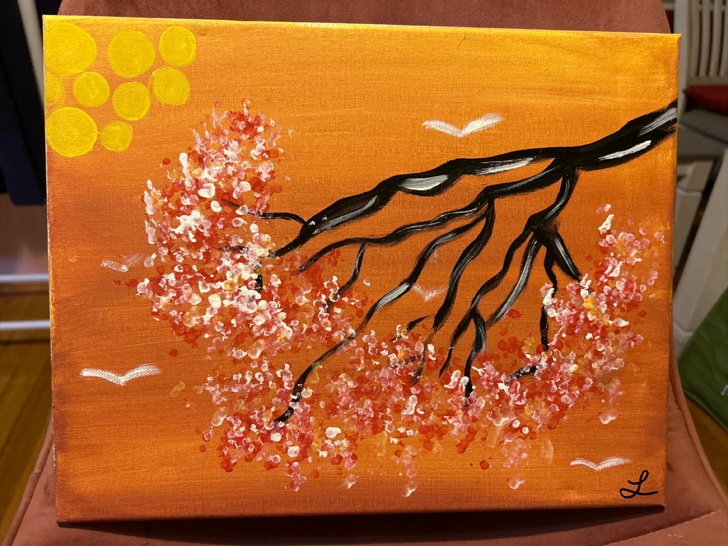 Hand-Painted Floral Branch Canvas thumbnail