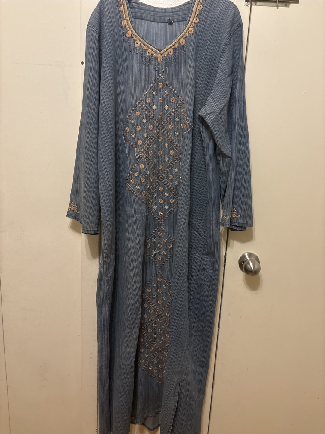 Blue Embroidered Maxi Dress