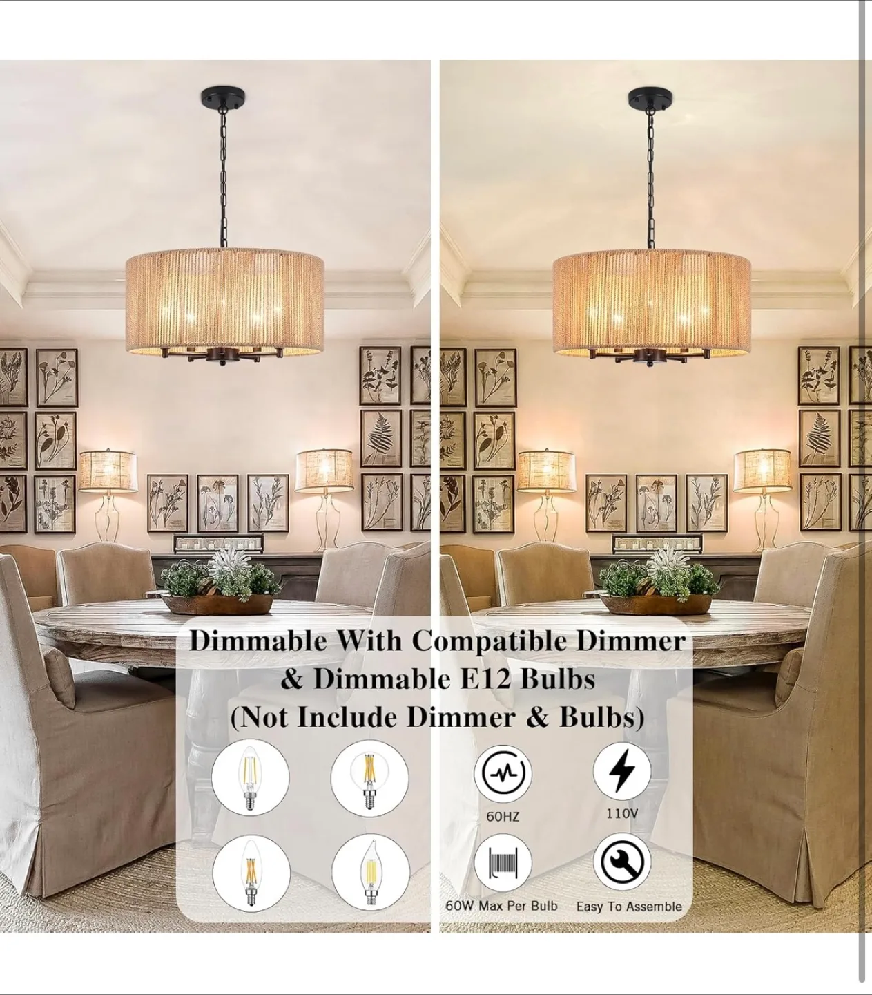 Rope Wrapped Drum Chandelier image indicator(6)