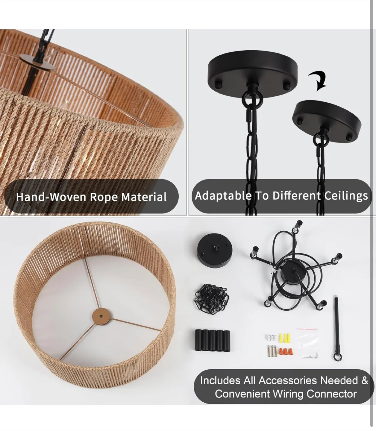 Rope Wrapped Drum Chandelier image indicator(8)