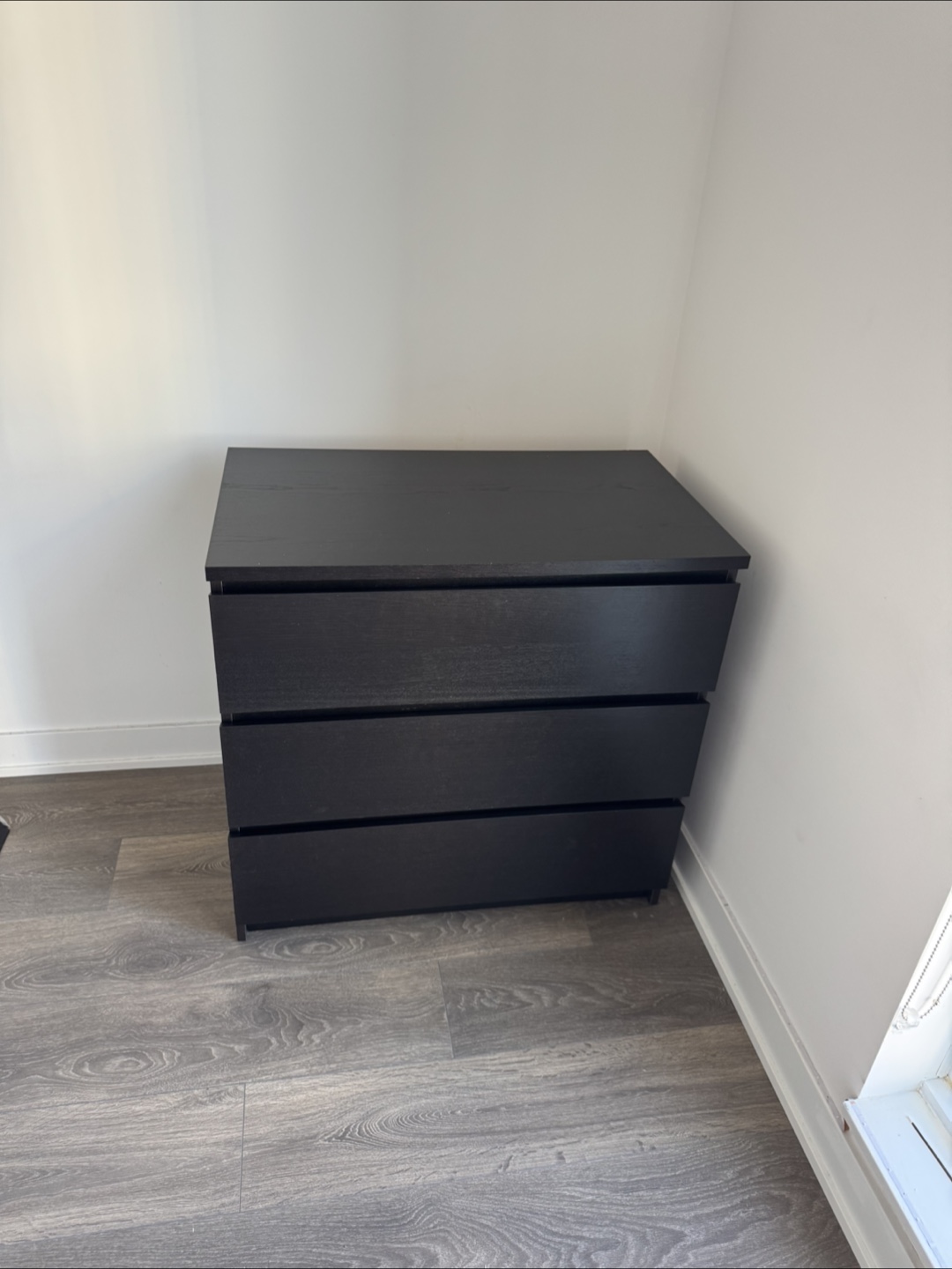 IKEA malm Black 3-Drawer Dresser