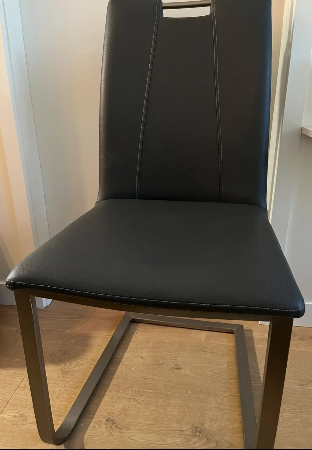Black Leather Dining Chair - set of 4 thumbnail