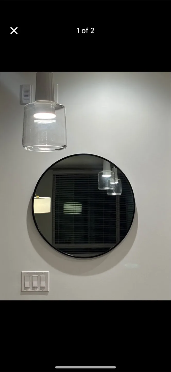 Round Black Framed Mirror thumbnail