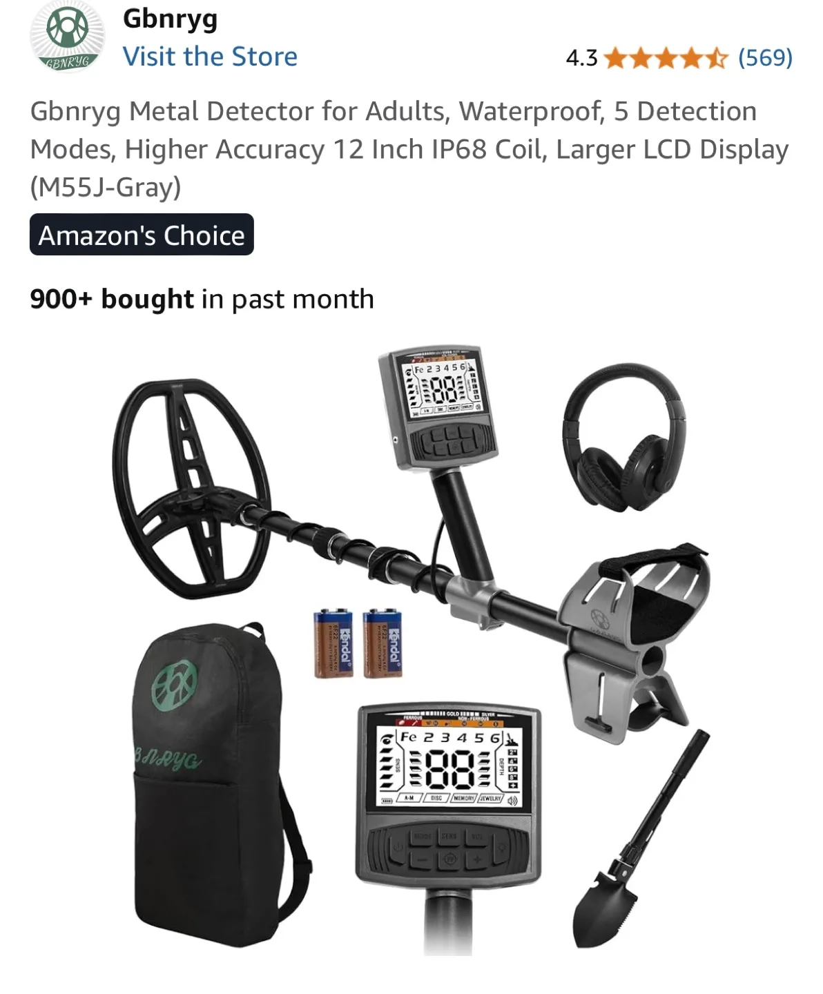 Gbnryg Metal Detector for Adults (M55J-Gray) thumbnail