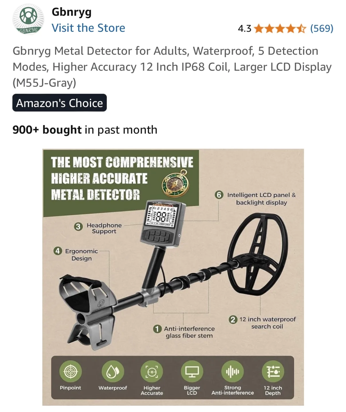 Gbnryg Metal Detector for Adults (M55J-Gray) image indicator(4)