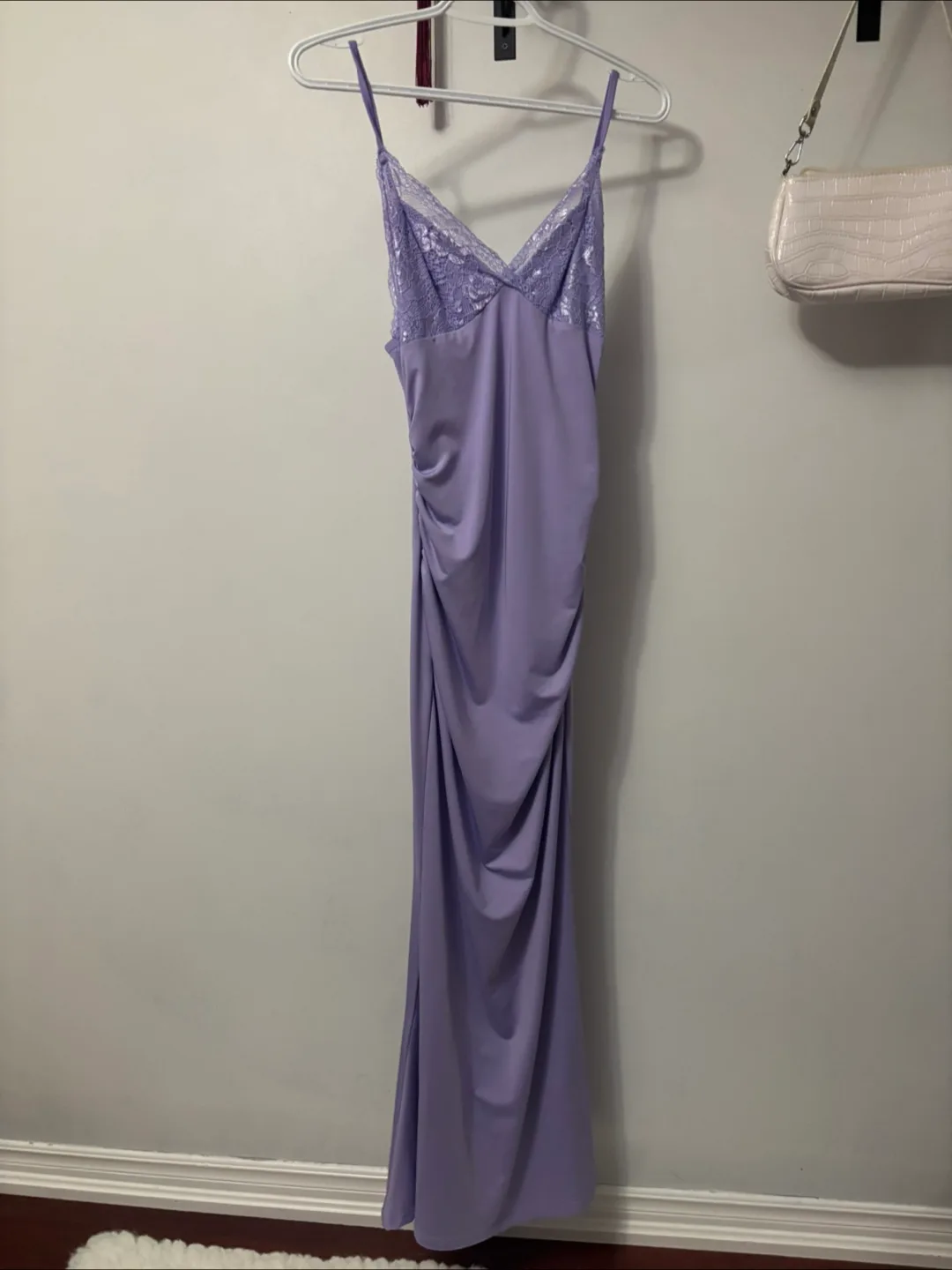 Purple Lace Trim Maxi Dress thumbnail
