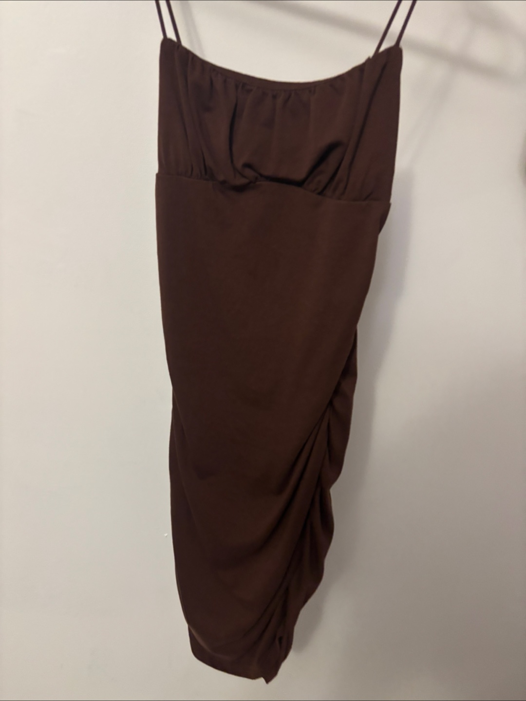 Brown Ruched Mini Dress