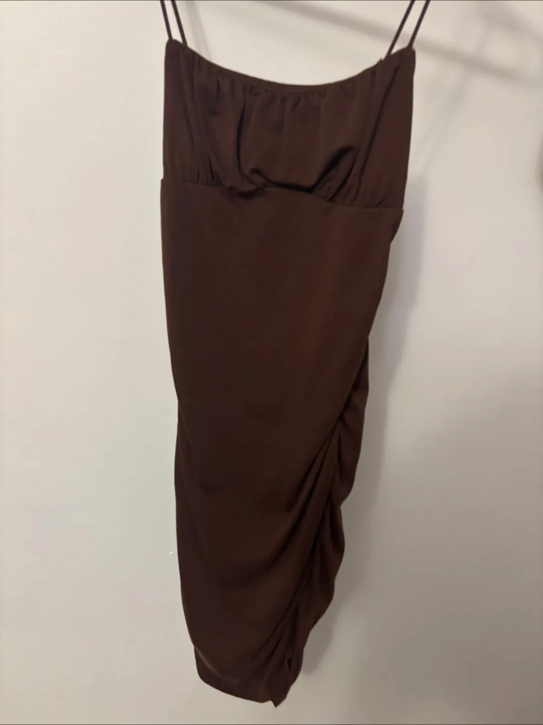 Brown Ruched Mini Dress thumbnail