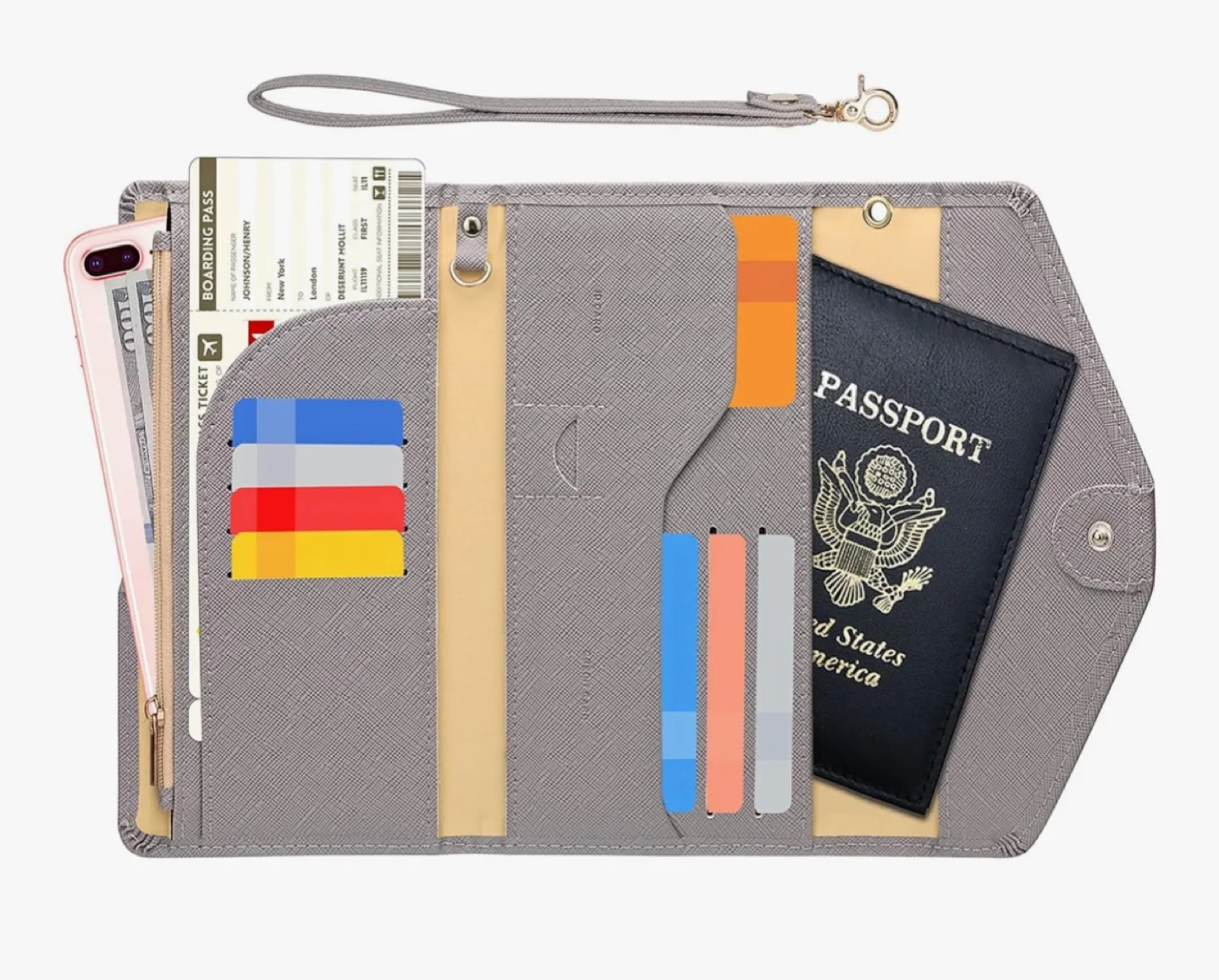 Gray Travel Wallet Organizer - RFID Blocking image indicator(3)