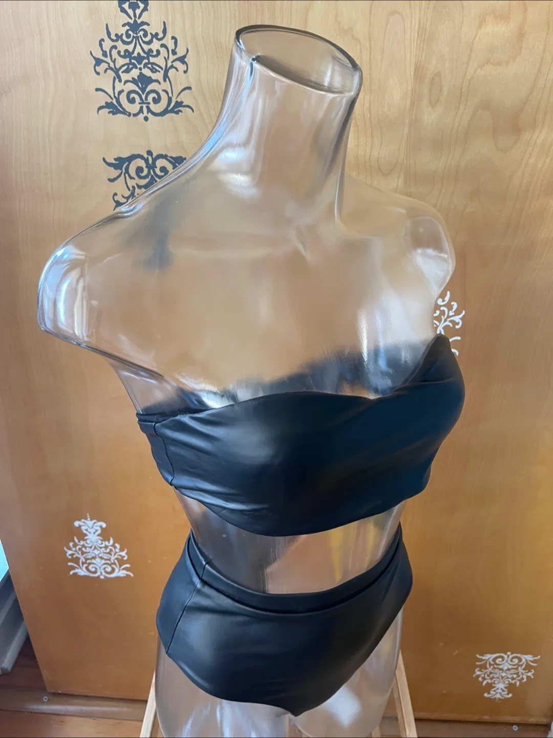 NWT Black Vegan Leather Bikini Set S/M image indicator(5)