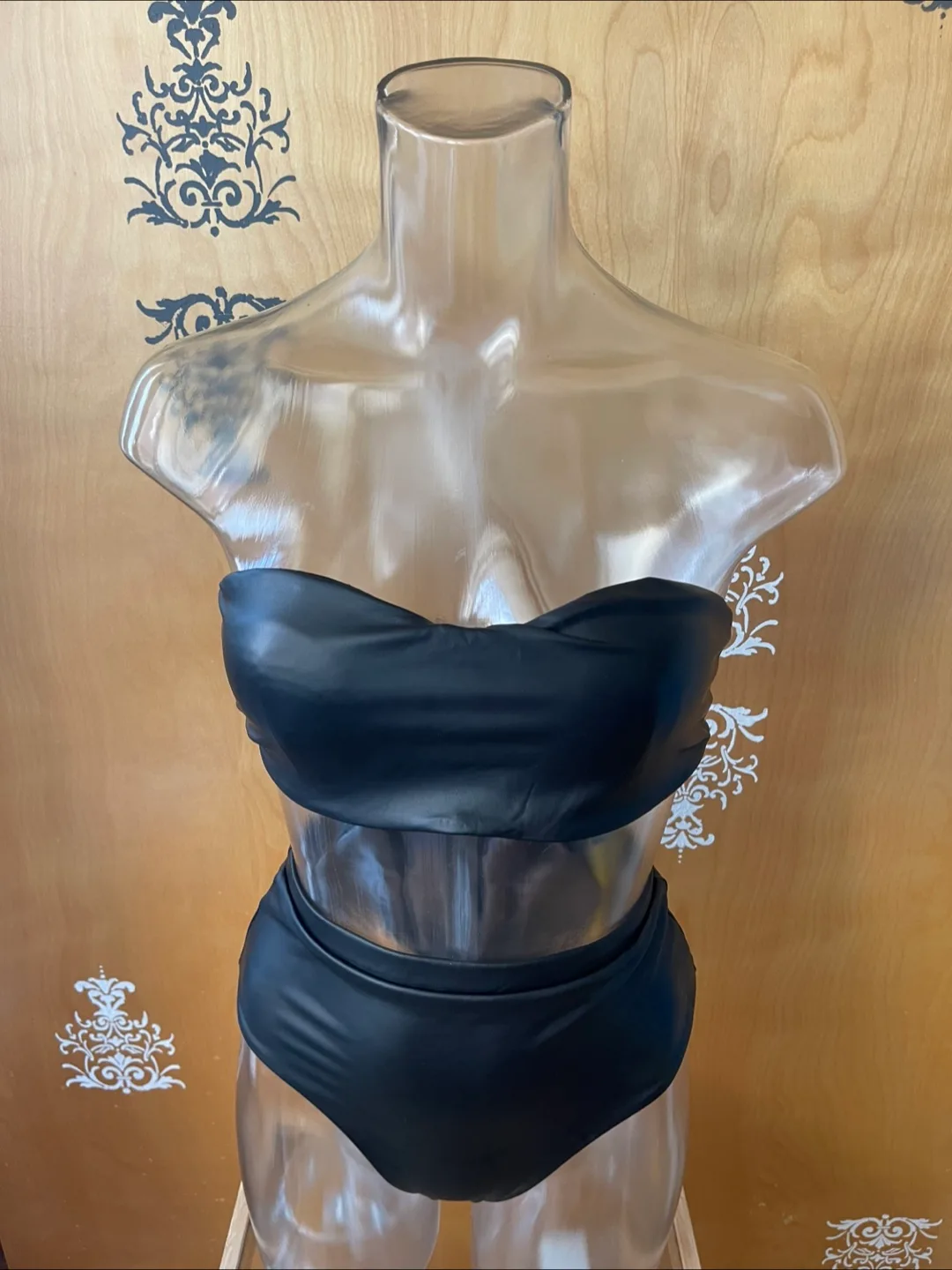 NWT Black Vegan Leather Bikini Set S/M image indicator(3)