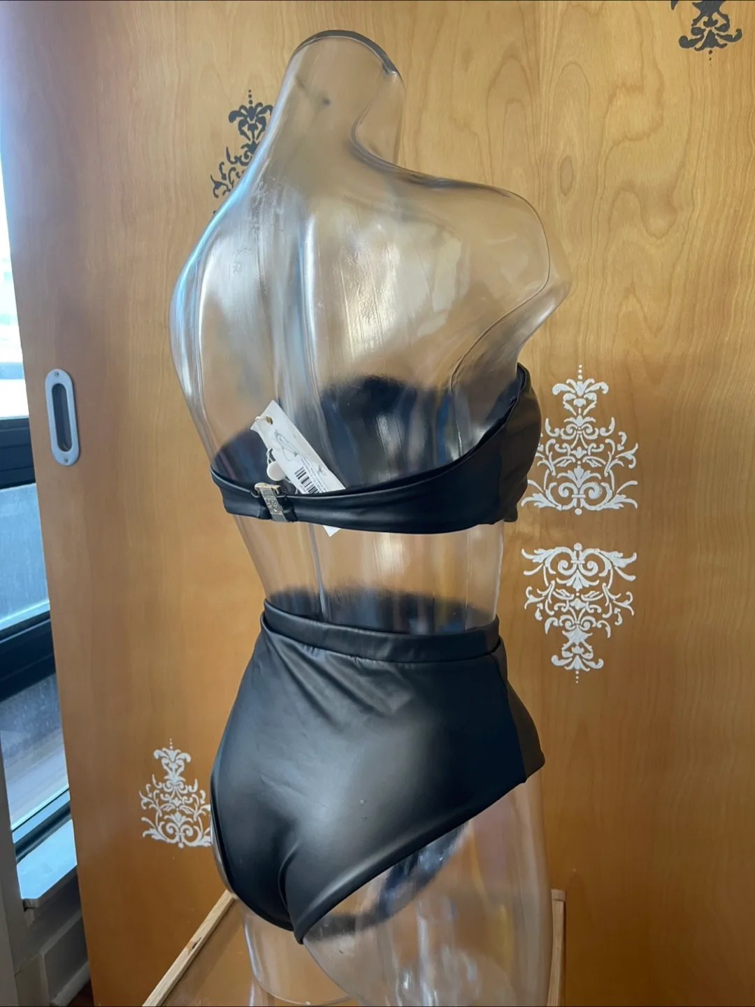 NWT Black Vegan Leather Bikini Set S/M image indicator(7)