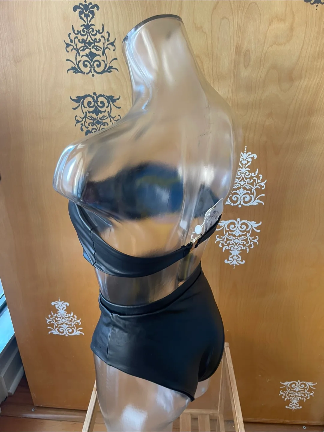 NWT Black Vegan Leather Bikini Set S/M image indicator(9)