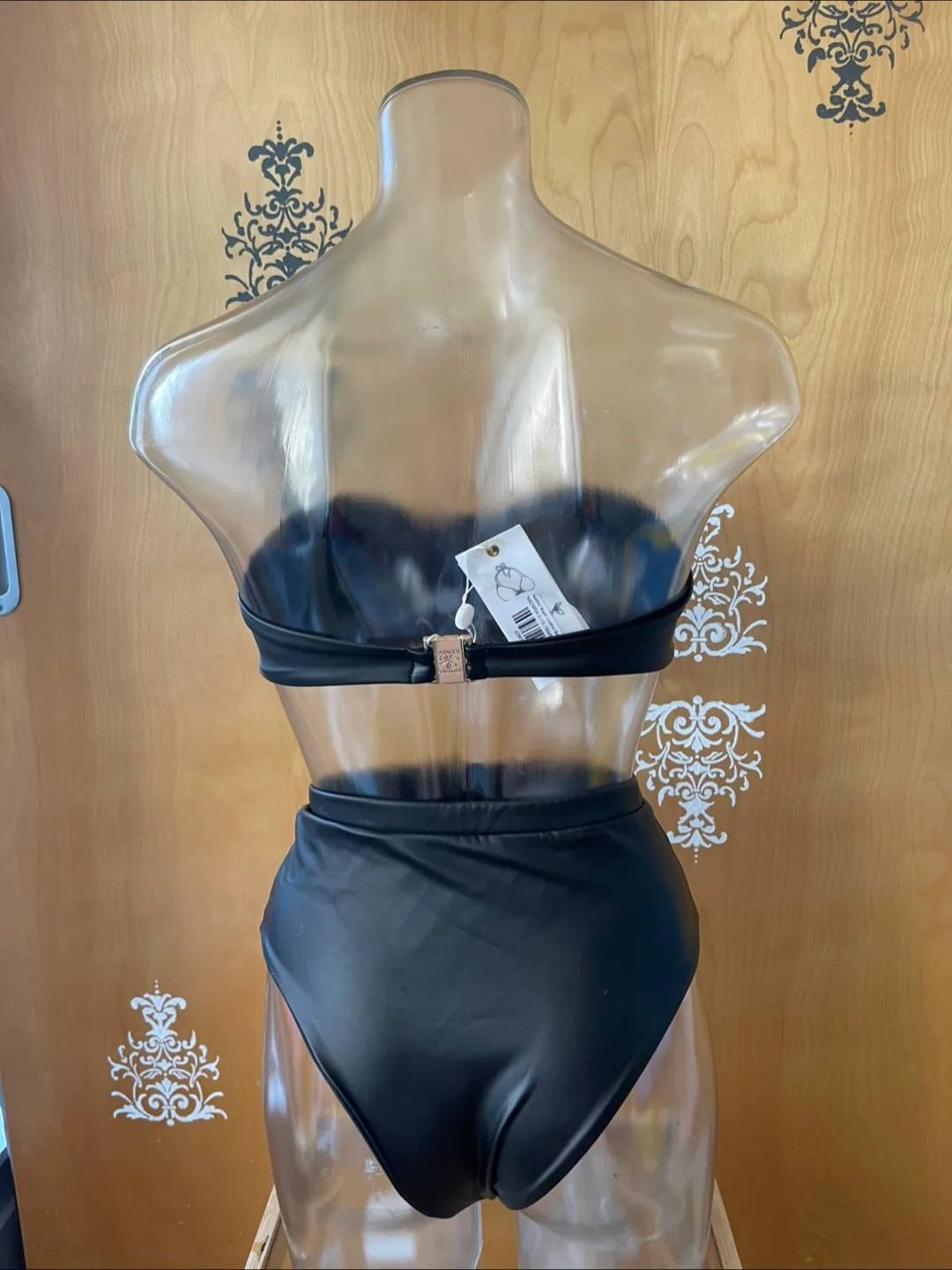 NWT Black Vegan Leather Bikini Set S/M image indicator(8)