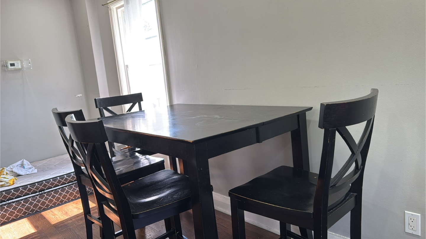 Black Dining Table with 4 Chairs